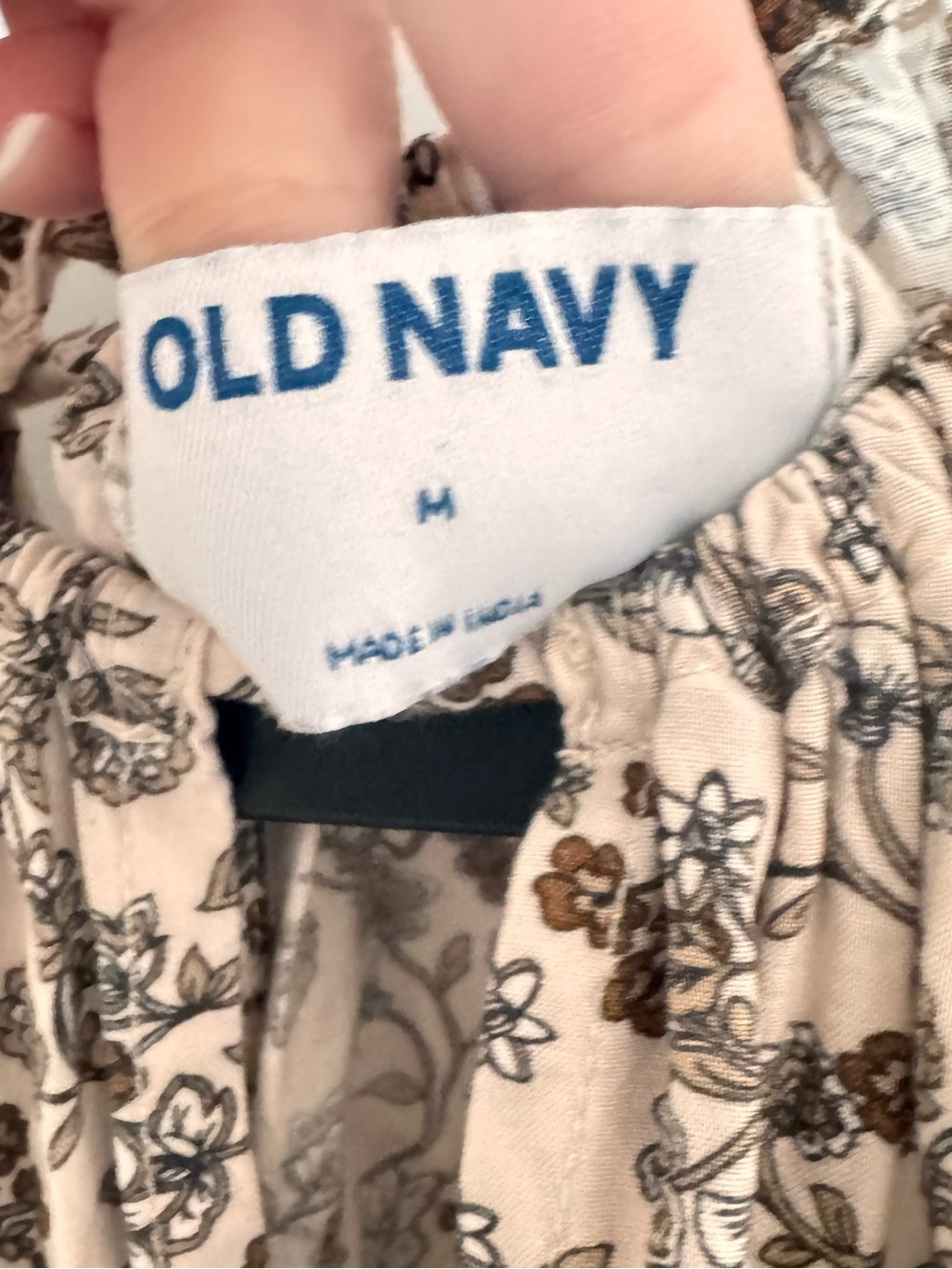 Old Navy Beige Brown Floral Halter Peplum Top Strappy Beach Summer Cottagecore M - Picture 2 of 8